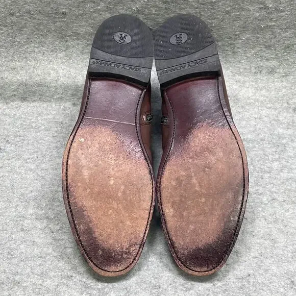 Stacy Adams Madison Mens 11 EE WW Brown Tan Leather Spat Boots Cap Toe Steampunk - Picture 13 of 13